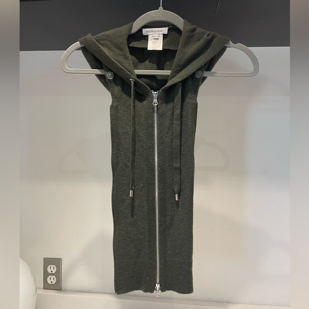 $298 Veronica Beard Army green luxe Cashmere blend Hoodie Dickey Jacket insert
